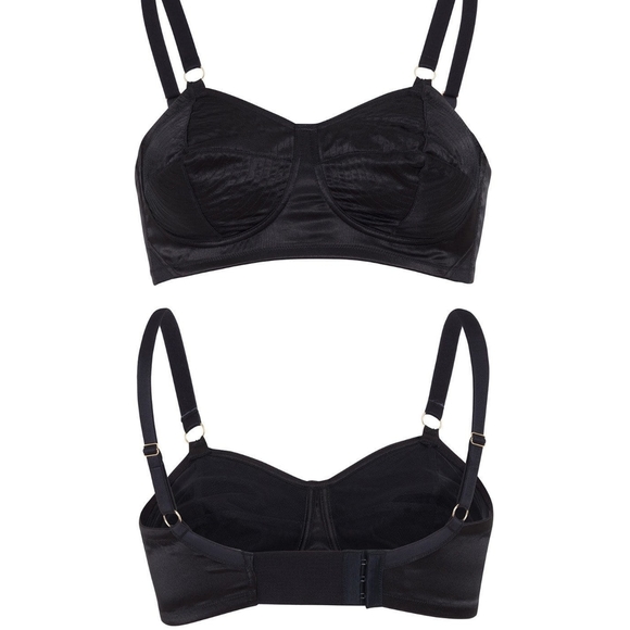 Bettie Page Lingerie Black Spiral Stitch Bullet Bra - Picture 5 of 8